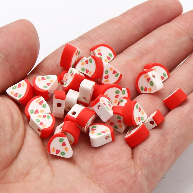 20/50/100pcs Pizza Fruit Polymer Clay Beads Handmade Clay Loose Spacer For Jewelry Making Diy Bracelet Necklace Accessories