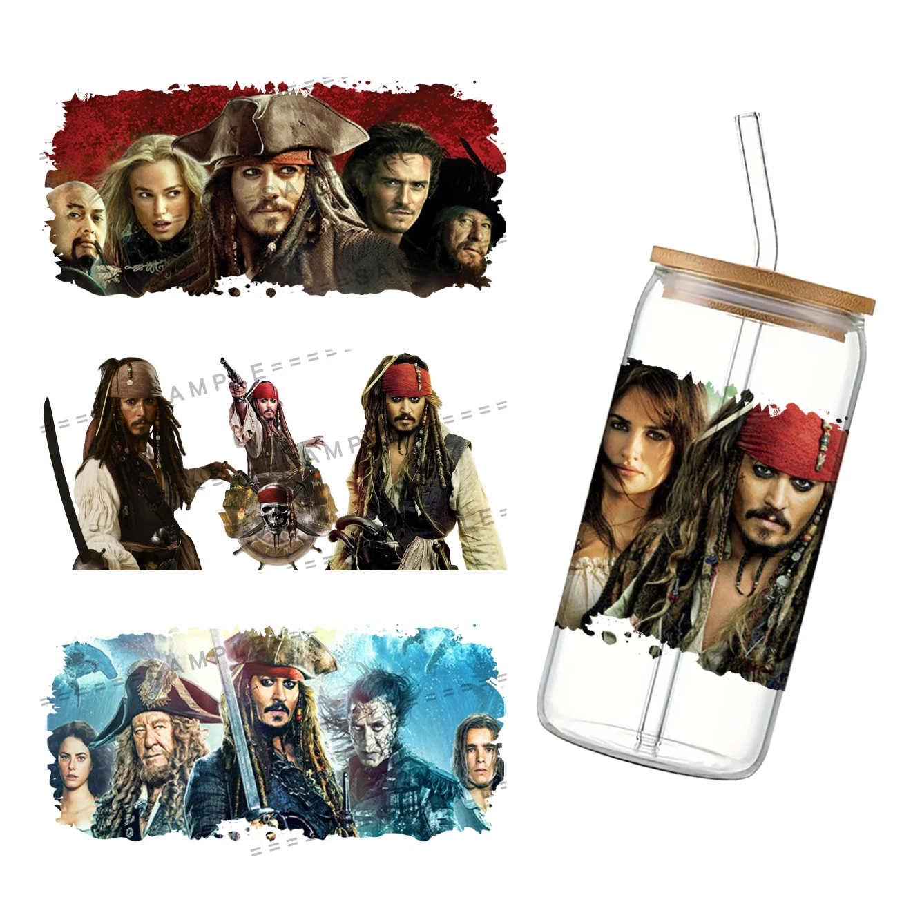 Pirates of the Caribbean Movie For Libbey 16oz Can Glass 3D Waterproof UV DTF Coffee Can Wrap Libbey Glass Wrap