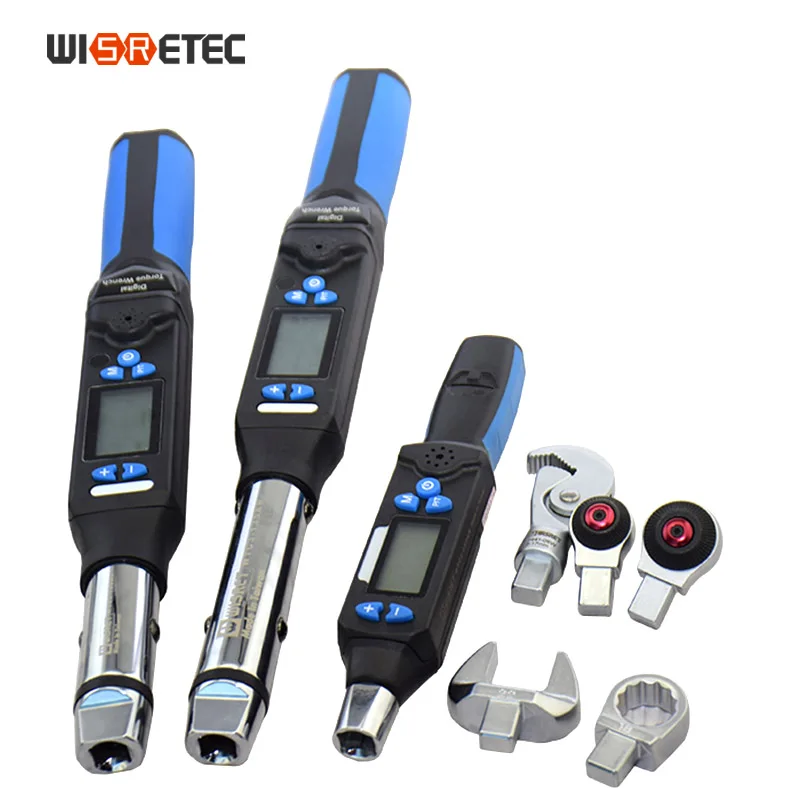 High Precision Adjustable Electronic Digital Torque Wrench Interchangeable 1.5-340nm Insert Toos Open Ring Ratchet Head 1/4 1/2