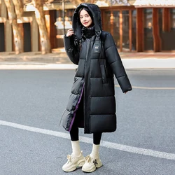 Winter White Duck Down Down Jackets Women Long Hooded Cotton Padded Coat Thick Warm Black Puffer Jacket Parka Snow Outerwear