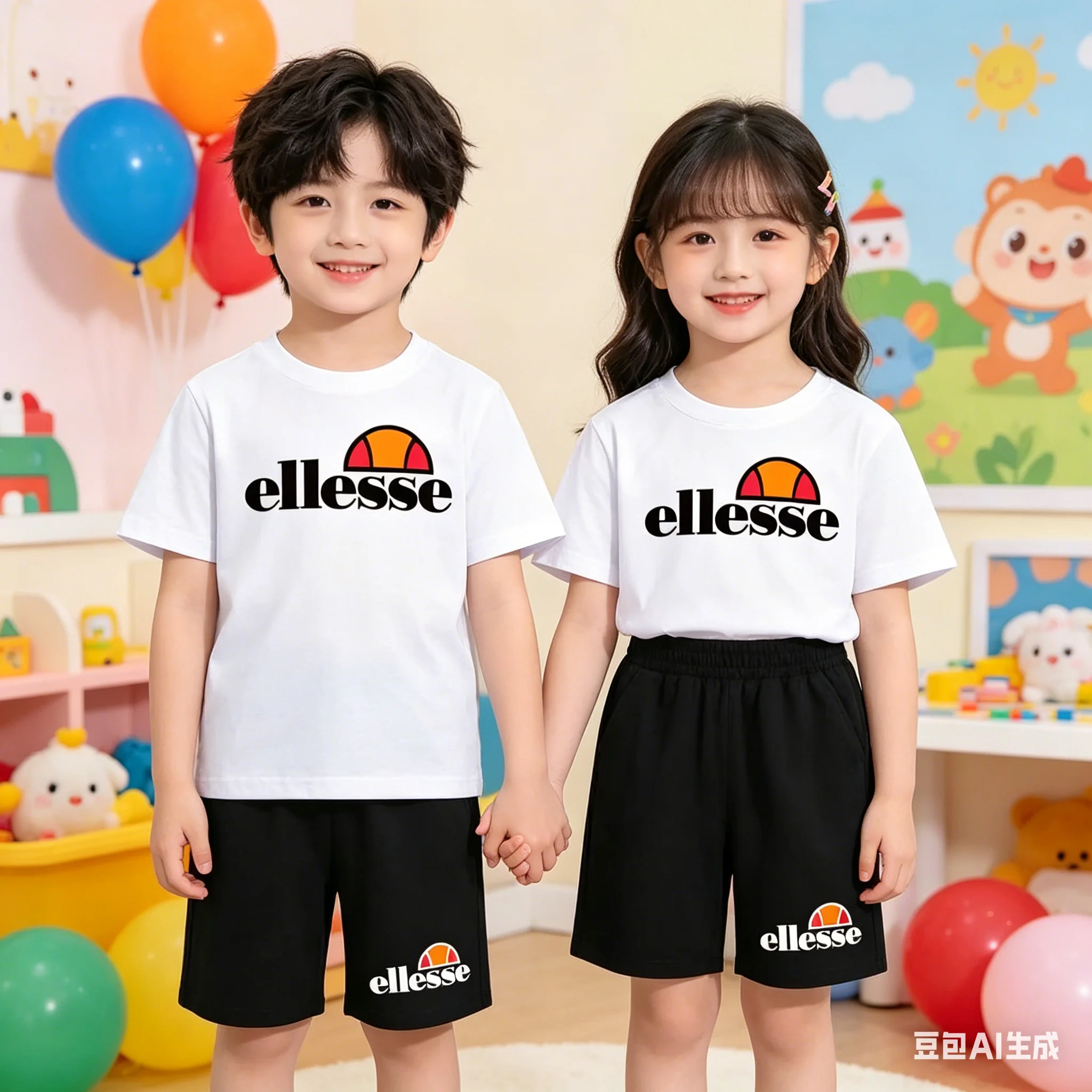 

Boy Girl Fashion 2 Piece Set Children T-Shirt Casual 3-12 Age Leisure Comfortable Short Sleeve+Shorts Sportswear Summer Letter