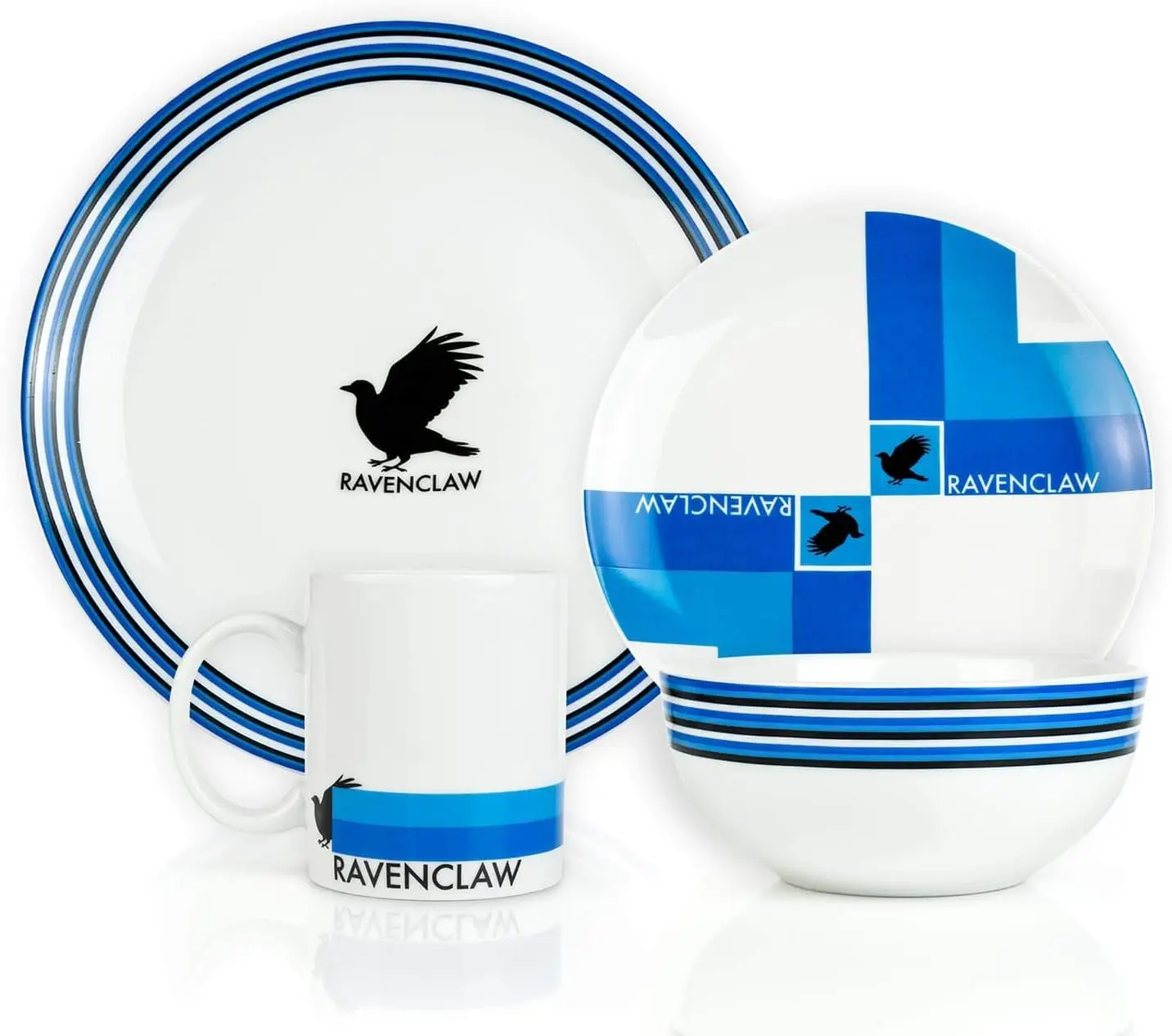 

Hogwarts House Porcelain 16 piece Dinnerware Set - Includes 4 Dinner Plates, 4 Salad Plates, 4 Bowls and 4 Mugs - Gryffi