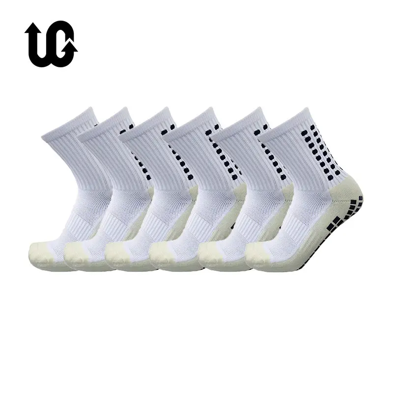 6 Pares/lote UGUPGRADE Novos Esportes Anti Slip Meias De Futebol Algodão Futebol Homens Grip Meias calcetas antideslizantes de futbol