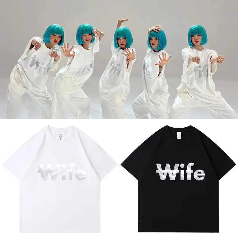 Gidle Wife T Shirt Summer Cartoon Tops KPOP Soyeon Yuqi Miyeon Shuhua Minnie Same T-shirt Men Women Y2k Summer Short Sleeve Tee