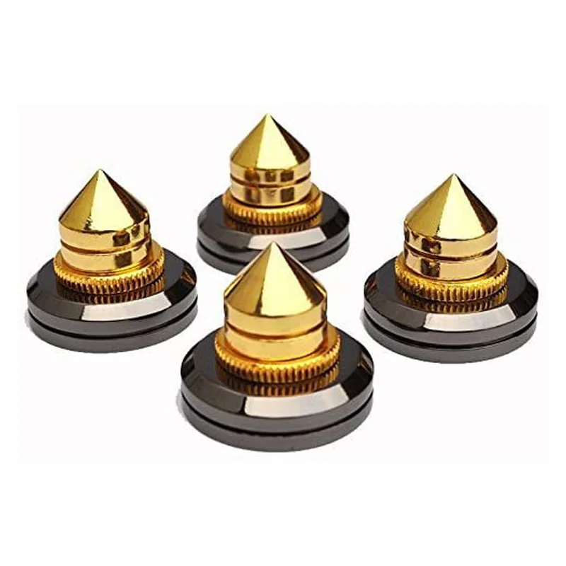 8 Set Golden-Plated Speaker Metal Spikes alloy Stands CD Subwoofer Amplifier Turntable Isolation Feet With double-sided tape