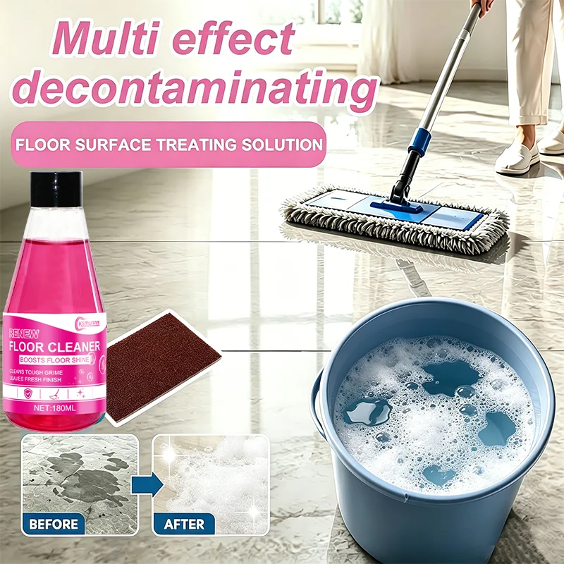 New Pink cleaning concentrate, effectively removes tile scale and floor stains, restores luster, mild formula, safe for all floo