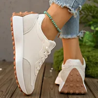 2026 New Arrival Green Sneakers Women Leather Mesh Patchwork Platform Sneakers Anti Slip Casual Walking Shoes Lace Up - Image 7