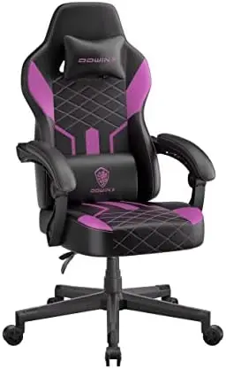 Gaming Chair with Pocket Spring Cushion, Ergonomic Computer Chair High Back, Reclining Game Chair Pu Leather 350LBS, Purple