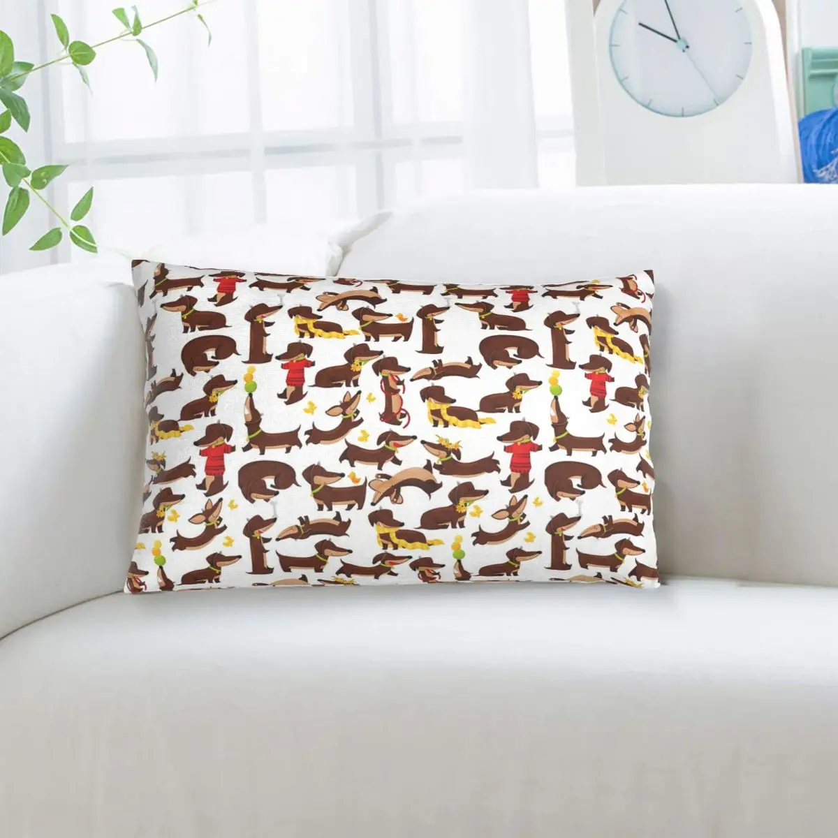 

Забавная декоративная наволочка с рисунком милого мультяшного такса, прямоугольная, для спальни, дома, для создания уютной атмосферы, для декоративной подушки