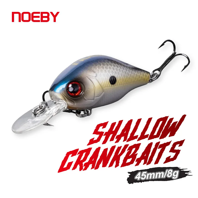 NOEBY Flacher Crankbait 45mm 8g Schwimmender Wobbler Harter Köder für Forelle und Hecht Süßwasser-Angelköder