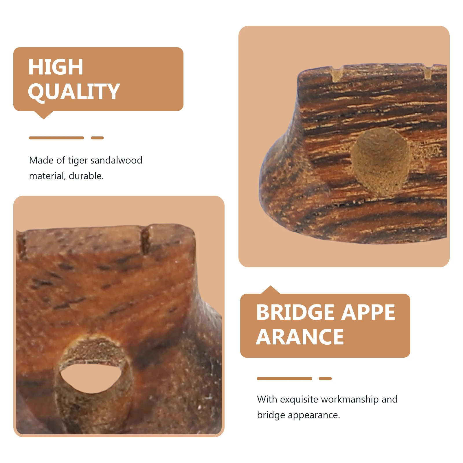 6 قطعة جسور Erhu النمر الأبنوس دائم خشبية استبدال لسلاسل القديمة التالفة الملحقات الموسيقية المهنية تعزيز الصوت