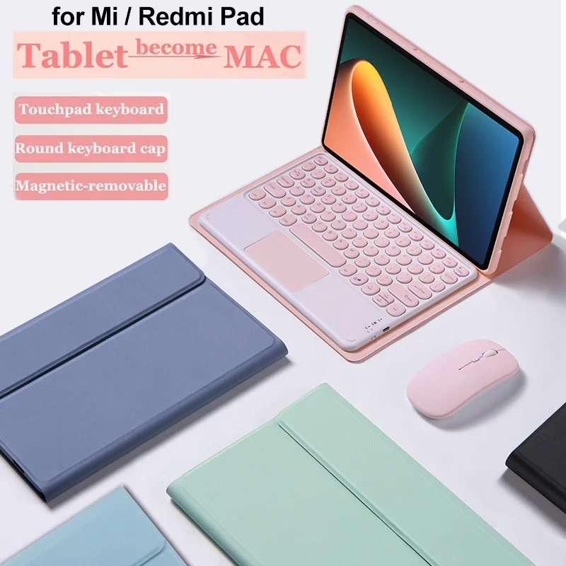 

Funda For Redmi Pad 10.61 Case Keyboard Cover For Mi Pad 5 6 Pro 11 12.4 Inch Case Bluetooth Keyboard Mouse