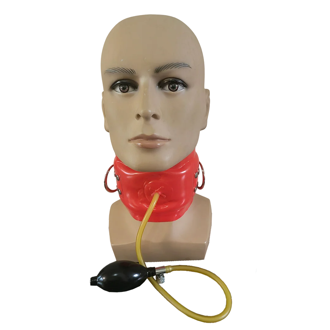Sexy Women Men Inflatable Latex Gummi Collar Neck Corset Rubber Choker Handmade Clothing S-LA119