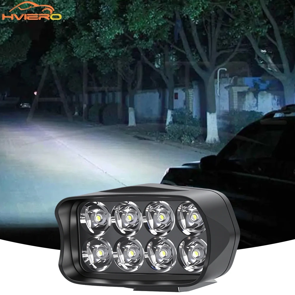 

Car Spot Fog Light Led Motorcycle Front Headlight 12W 8SMD Bulb 6500K Super Bright White Work Lamp Waterproof Auto Accessories