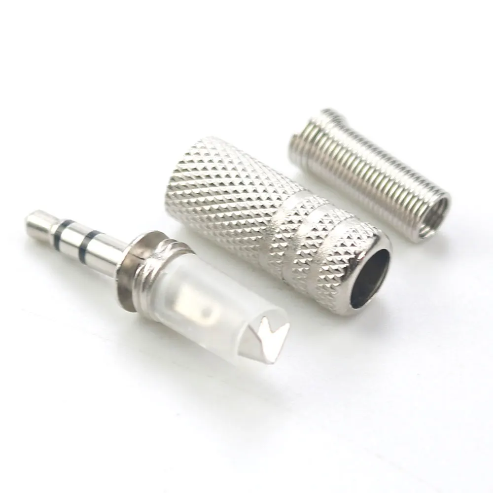 1pcs 3 Poles 3.5mm jack Plug Connector Stereo Metal 3.5 Plug & Jack Adapter With Spring Solder Wire Terminals