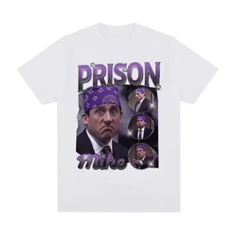 تي شيرت بريزون مايكل سكوت تحية المسلسل التلفزيوني مكتب دوايت شروت جيم هالبرت تي شيرت نسائي قصير الأكمام