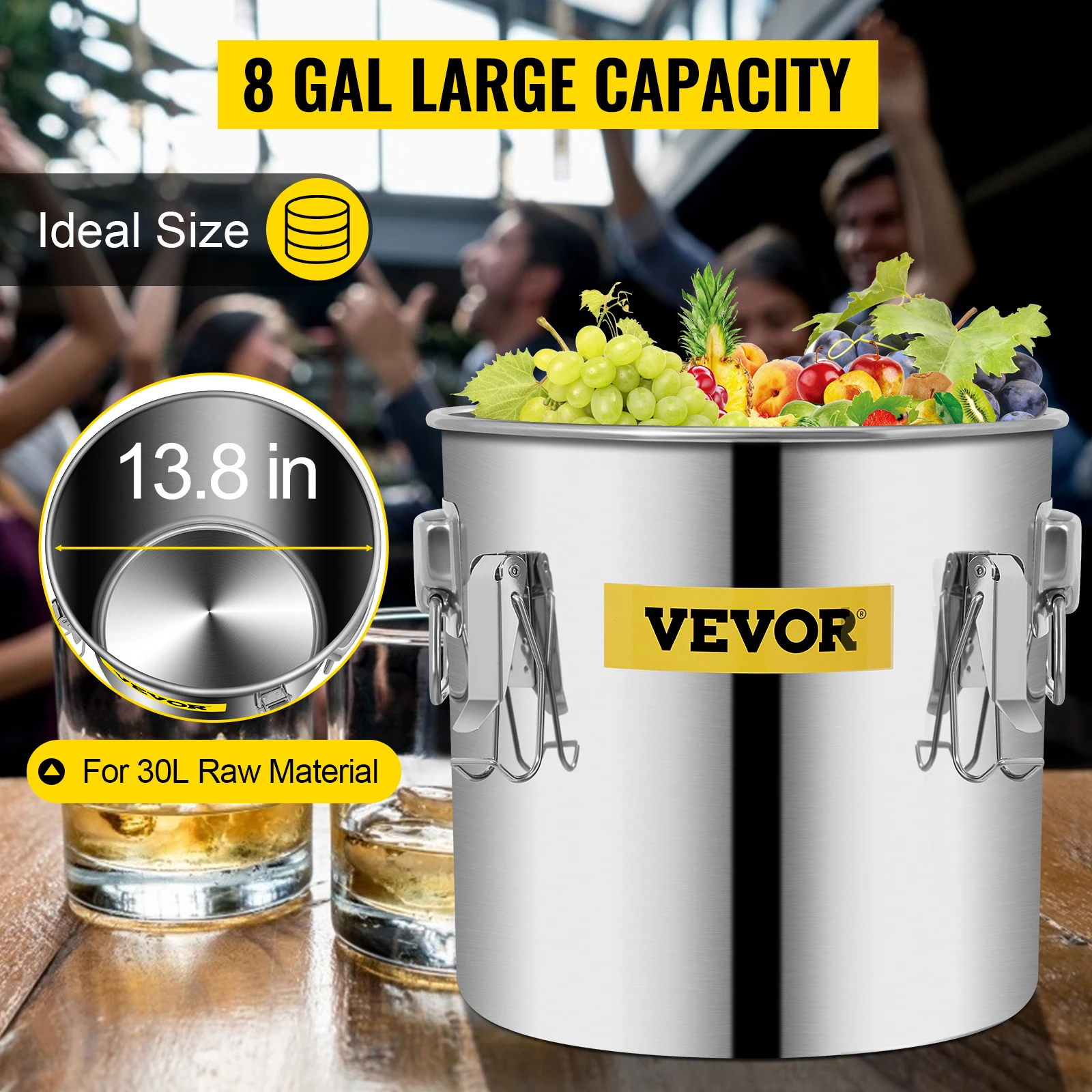 VEVOR Moonshine Distiller Alcohol Still 12/19/30L DIY Home Wine Brandy Whiskey Distillery Kit Essential Oil Brewing Equipment