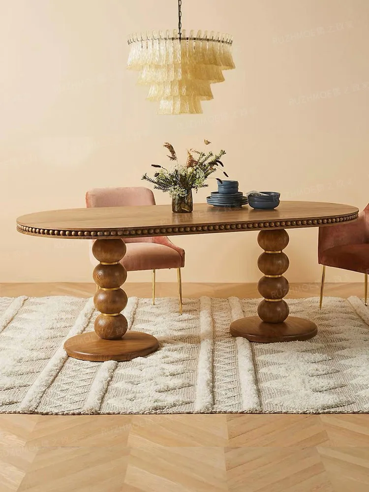 

Французский винтажный овальный обеденный стол, длинный стол в стиле "сайлент-стиль", кофейный столик с резьбой в стиле римских колонн