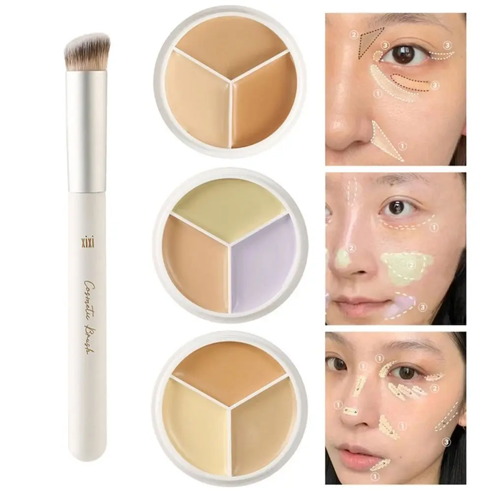 Face Contour Makeup Tool, acne poros, círculos escuros, fosco, corretivo creme, base líquida, paleta de 3 cores