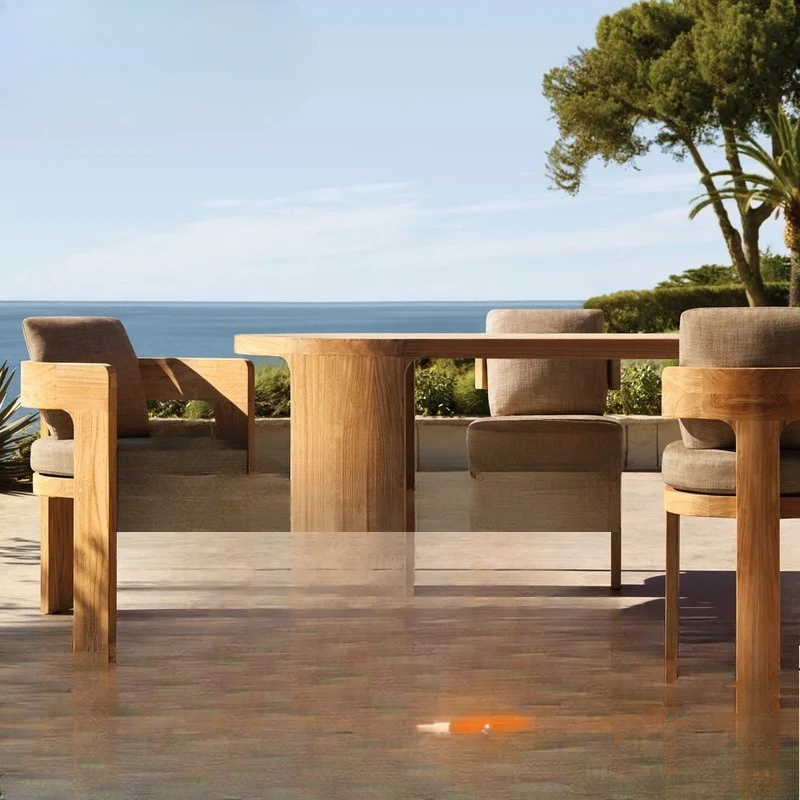 Outdoor sofa teak, courtyard villa hotel outdoor pomelo solid wood