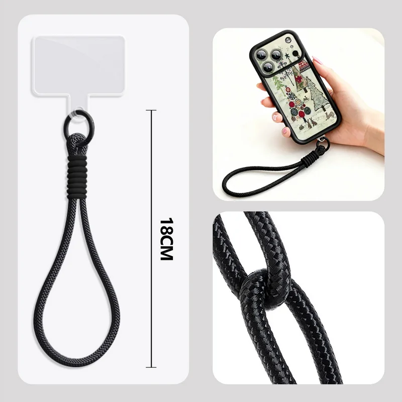 الشتاء شجرة عيد الميلاد طباعة الحبل قضية الهاتف آيفون 17 برو 16 14 15 برو ماكس 12 13 برو ماكس الهواء 16e 11 بولي TPU شريط للرسغ غطاء #6