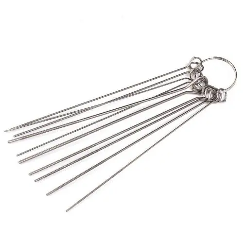 Juego de 10 tipos de agujas de acero inoxidable, circuito electrónico PCB, aguja con orificio pasante, herramienta de reparación de soldadura para desoldar, 80mm, 0,7-1,3mm