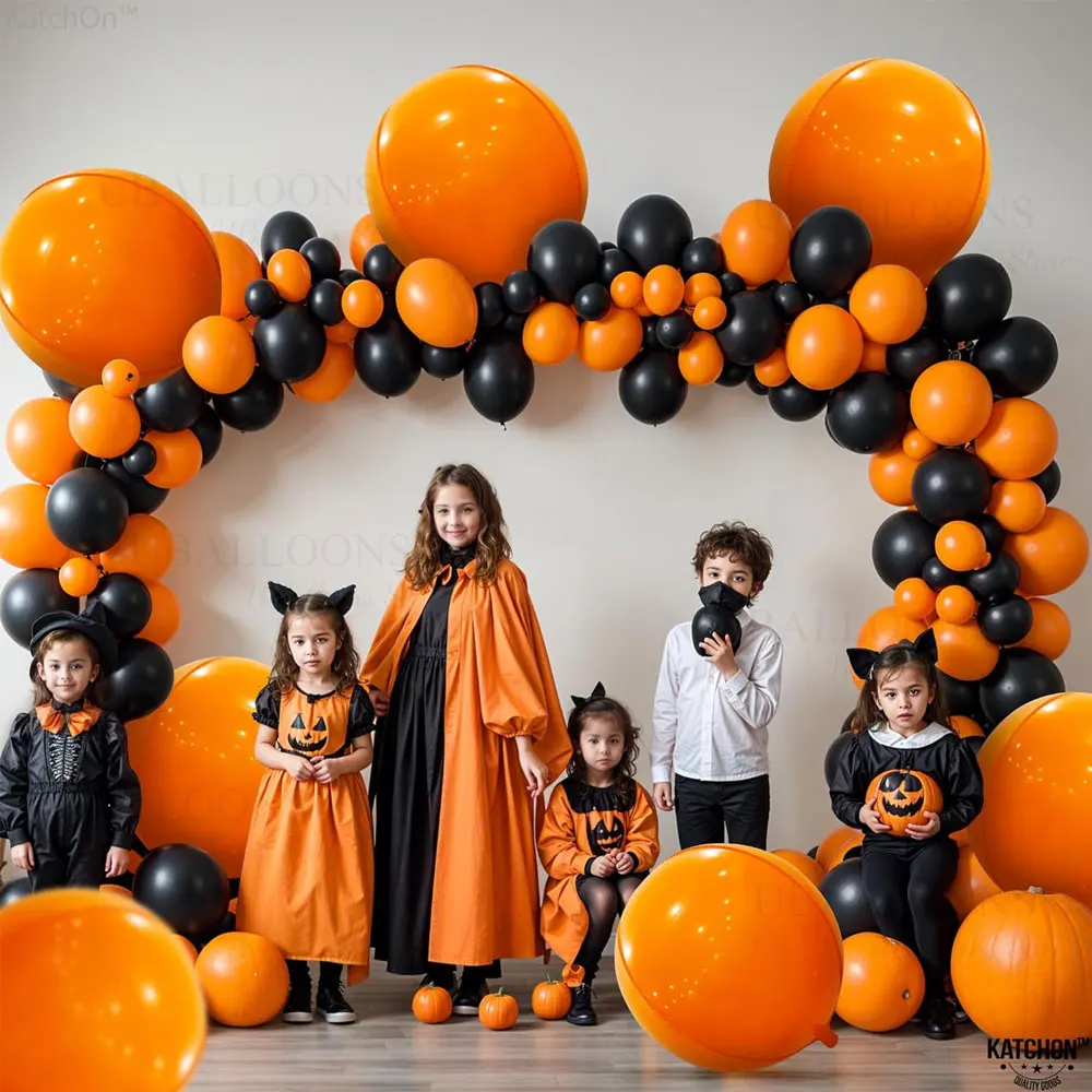 1 Set Retro Orange Luftballons Girlande 5/10/12/18 Zoll gebrannter orangefarbener Ballonbogen für Sun Cutie Babyparty Halloween Geburtstagsdekoration – Detail 9