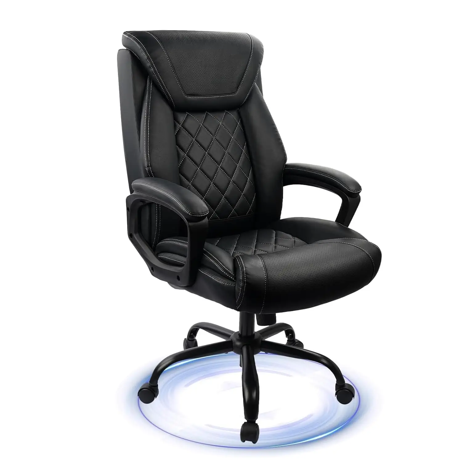 

Executive Leather Office Chair, Heavy Duty Tall Chair, Ergonomic Desk Chair with Lumbar Support and Padded Armrestes, Computer T