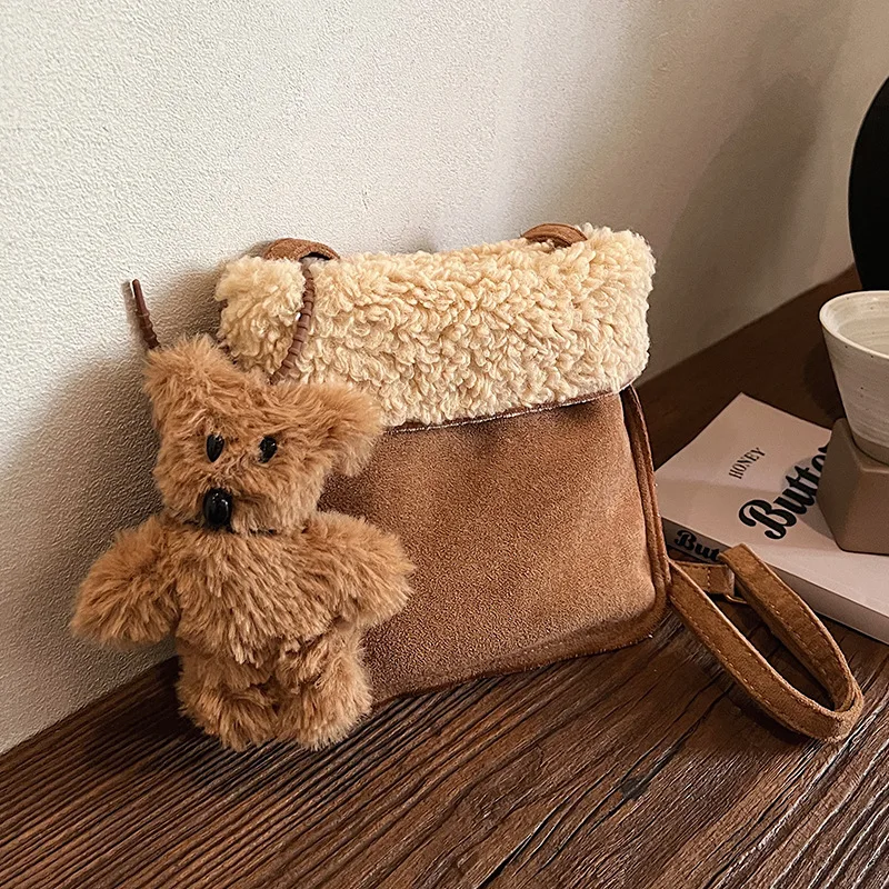 Maillard Plush Bag Women 2024 New Autumn and Winter Fluffy Bag Messenger Mobile Phone Bag