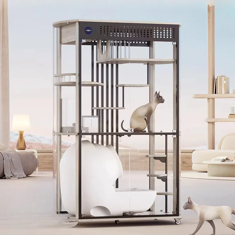 Panoramic cat villa luxury glass cat room large fresh air house household cat cabinet can be placed automatically