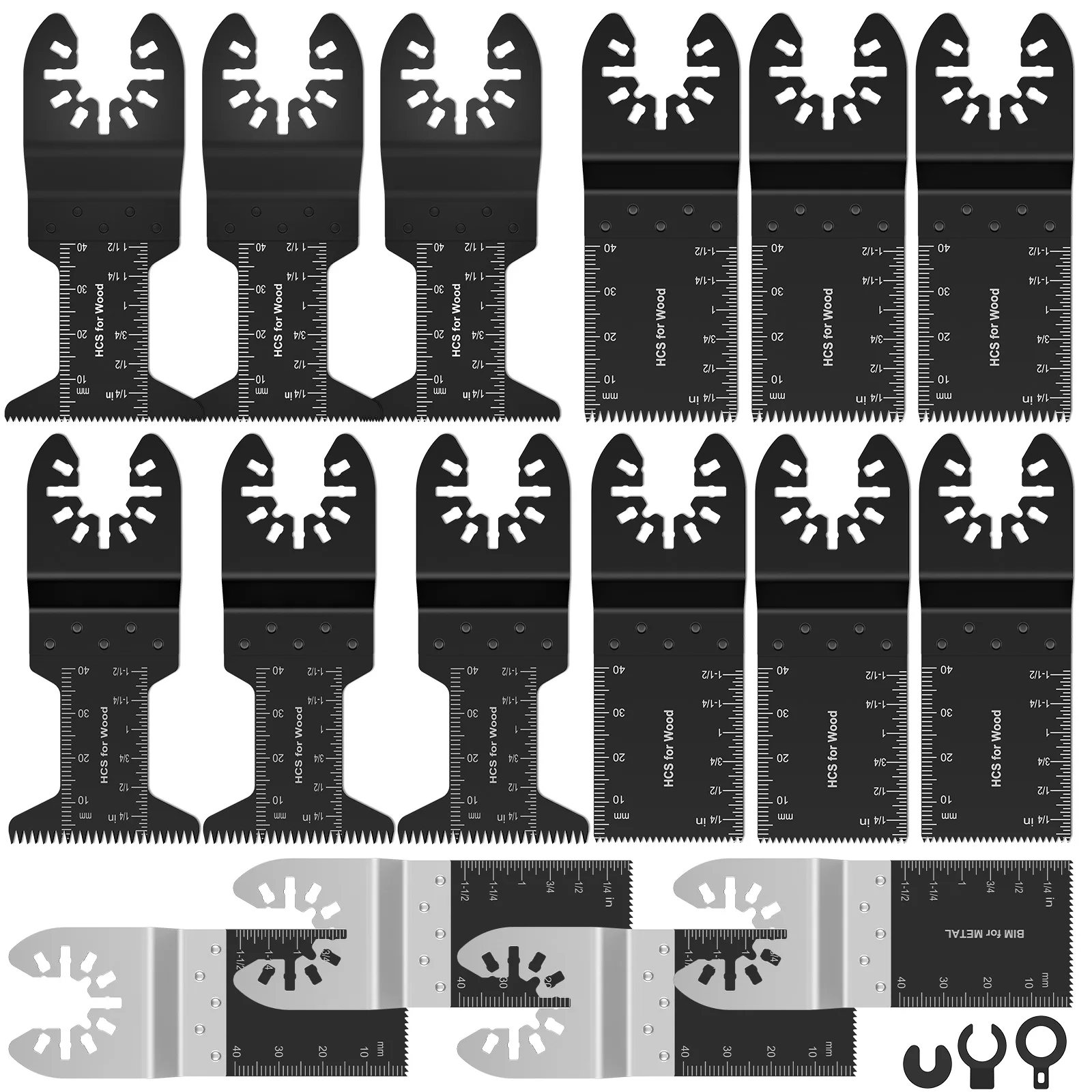 Juego de hojas de sierra oscilante Universal multiherramienta, herramienta oscilante recta de acero de alto carbono, cuchillas de corte para madera dura, 16/6 piezas