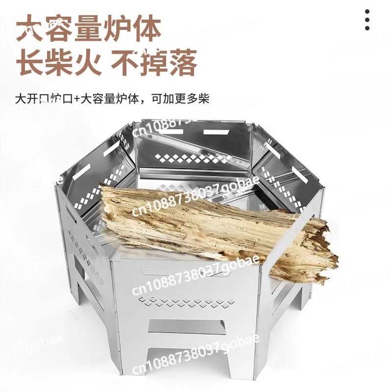 

Wood stove Outdoor folding barbecue stove Stainless steel household camping