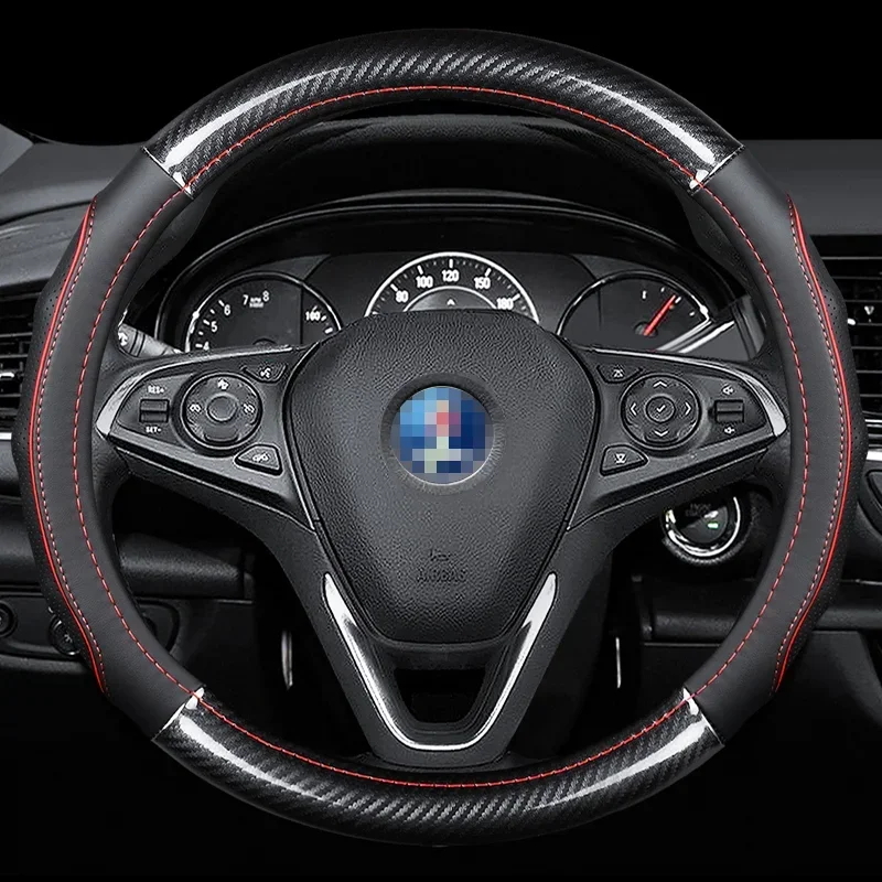 Popular Car Carbon Fiber Leather Steering Wheel Covers Interior Accessories 38cm for SAAB 9-3 9-4X 9-5 Car Styling