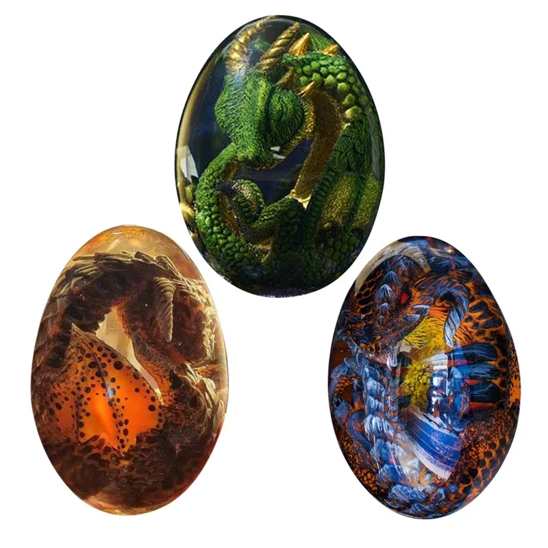 Crystal Transparent Statue Dragon Egg Lava Dinosaur Egg Souvenir Resin Craft Luminous Handmade Dragon Eggs Home Decor Gifts