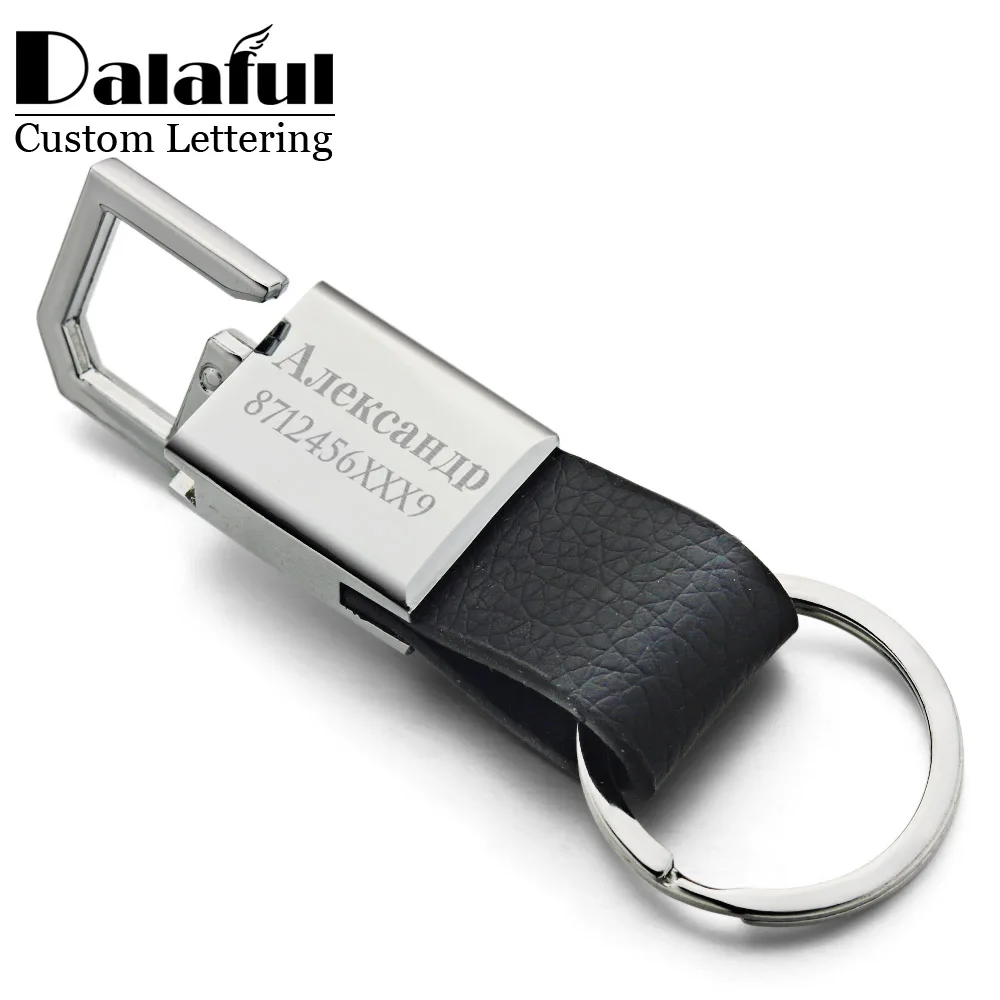 Custom Lettering Keychains Leather Keyrings Stainless Steel Engrave Name Customized Logo Personalized Key Chain For Car K371