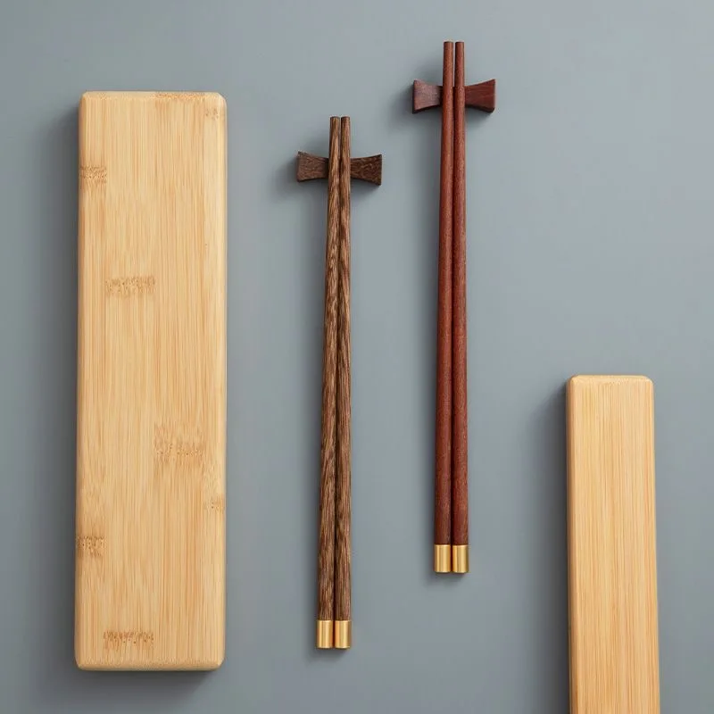 Wooden Chopsticks Set Chopsticks Holder Portable Storage Wooden Box Lacquerless Waxless Natural Material Chinese Creative Gifts