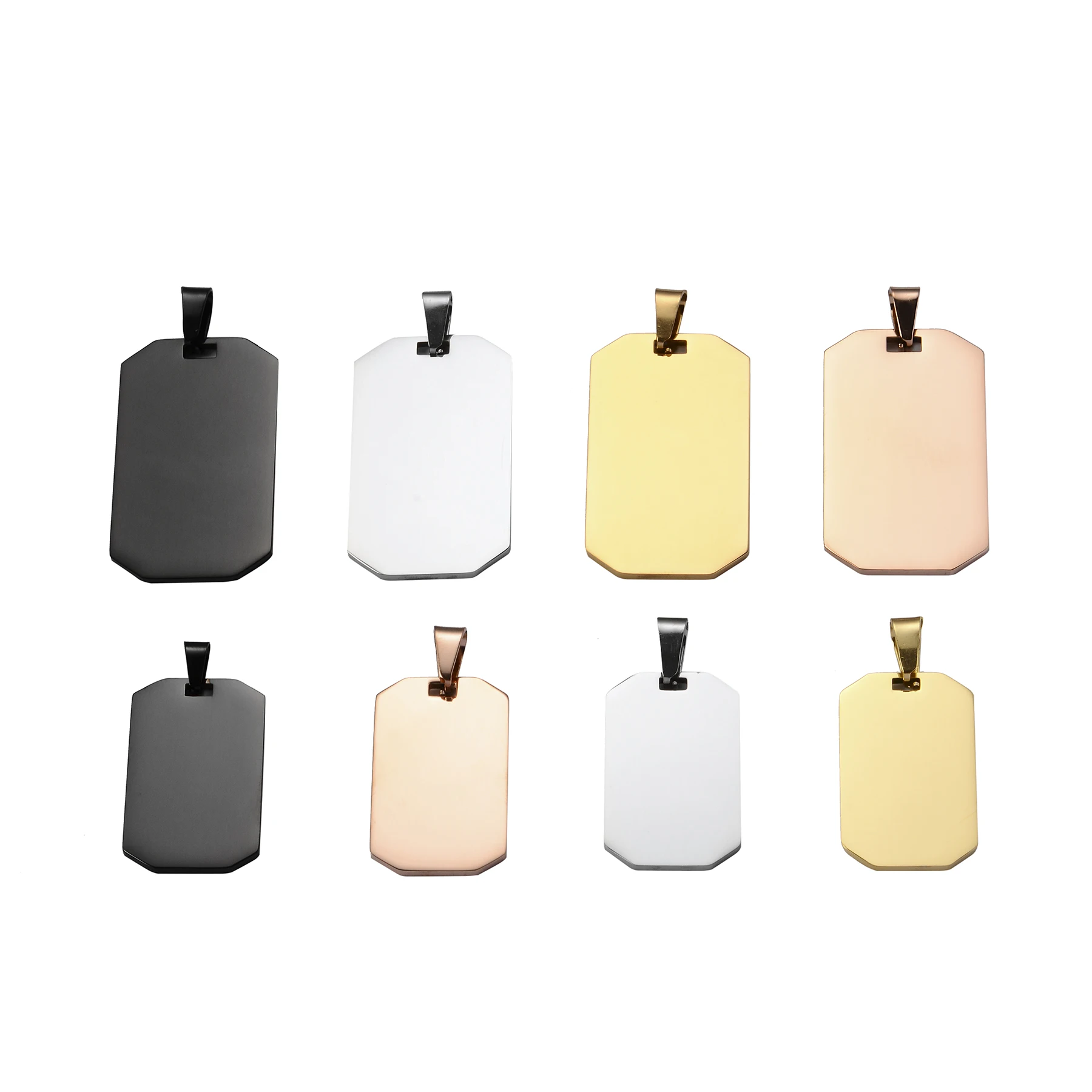 5 pcs/lot Unisex Stainless Steel 2 Size Rectangle Stamping Blank ID Dog Tags Pendant Necklace Jewelry Makings 4 Colors