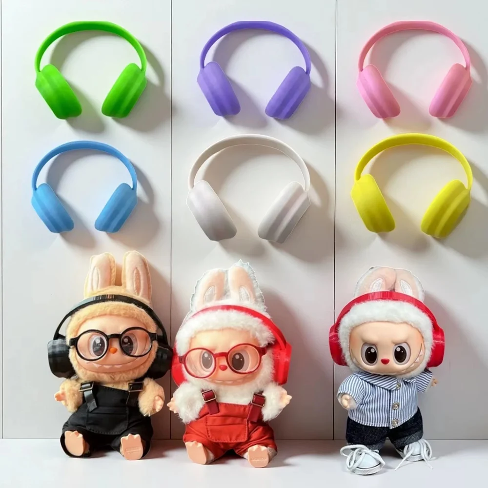 For Labubu Doll Accessories Rainbow Rain Boots Earphones Glasses For 17cm Labubu Doll Clothing Accessories Girls Clothing Gifts