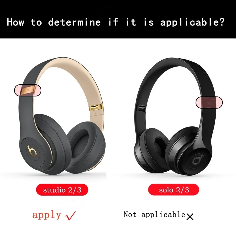 Сменные амбушюры для проводных и беспроводных наушников Beats Studio 2, мягкая белковая кожа/шумоизоляционная пена с эффектом памяти