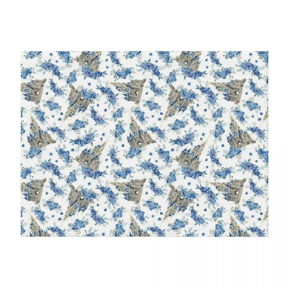 

Blue Castle Floral Throw Blanket Plaid valentine gift ideas Soft Plaid Soft Plush Plaid Blankets
