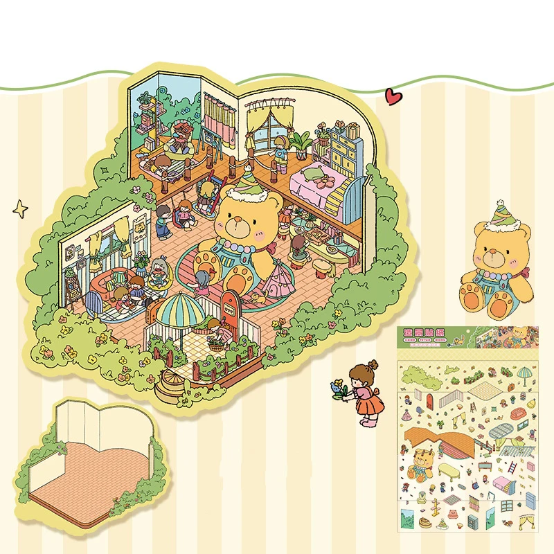 Adesivo paesaggio cartone animato a tema negozio di frutta subacquea Scena 3D Adesivo gioco giocattolo fai da te Festival Regalo di compleanno per bambini