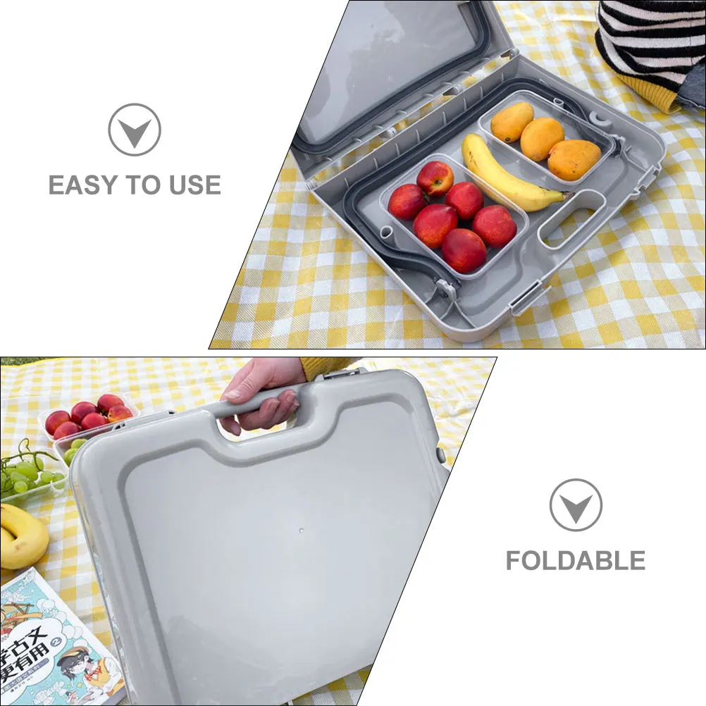 

Foldable Camping Table Lightweight Plastic Outdoor Picnic BBQ Beach Car Shallow Gray Large Top Easy Storage Cleaning Portable