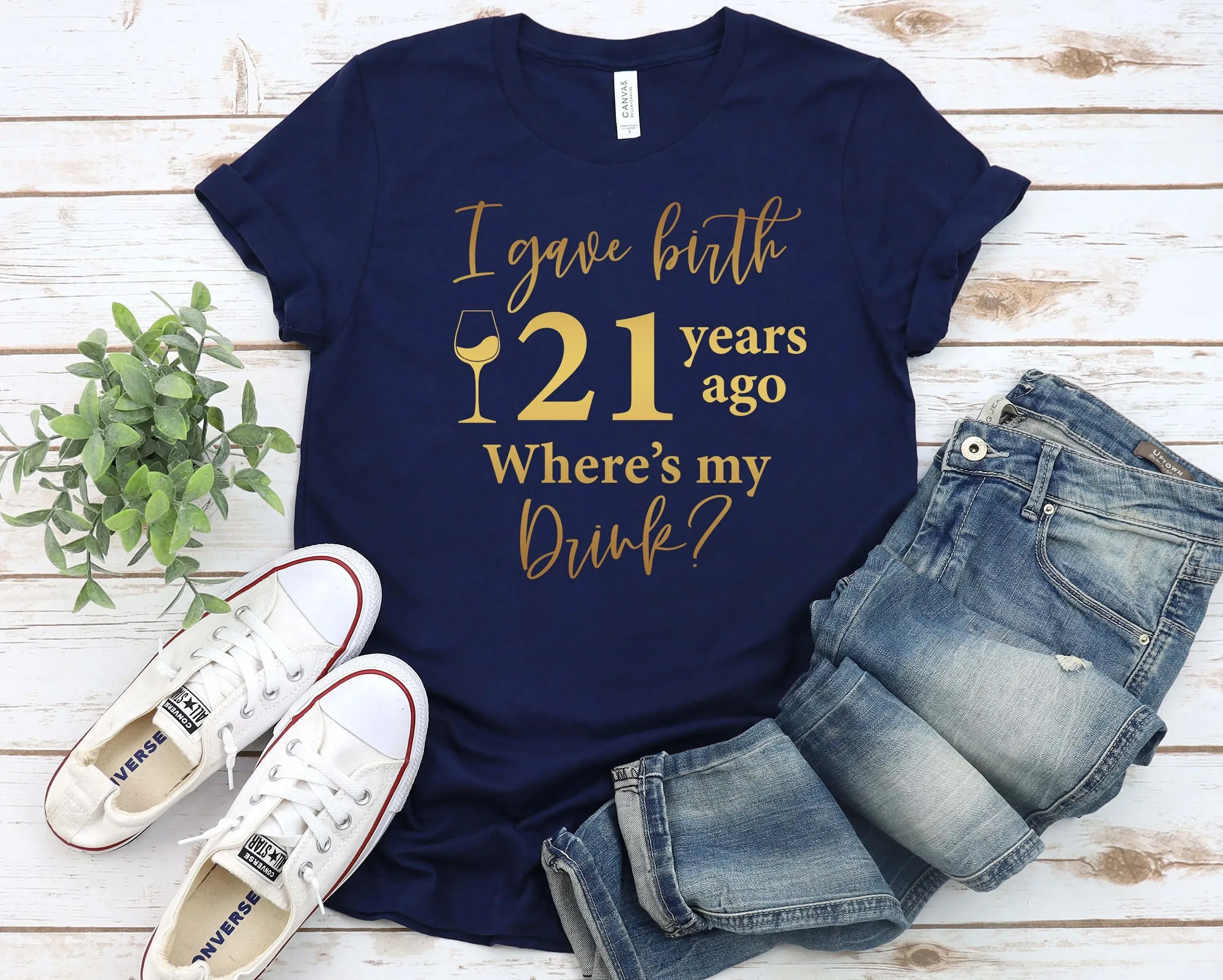 I Gave Birth 21 Years Ago T Shirt Birthday Mom Squad 21st Party