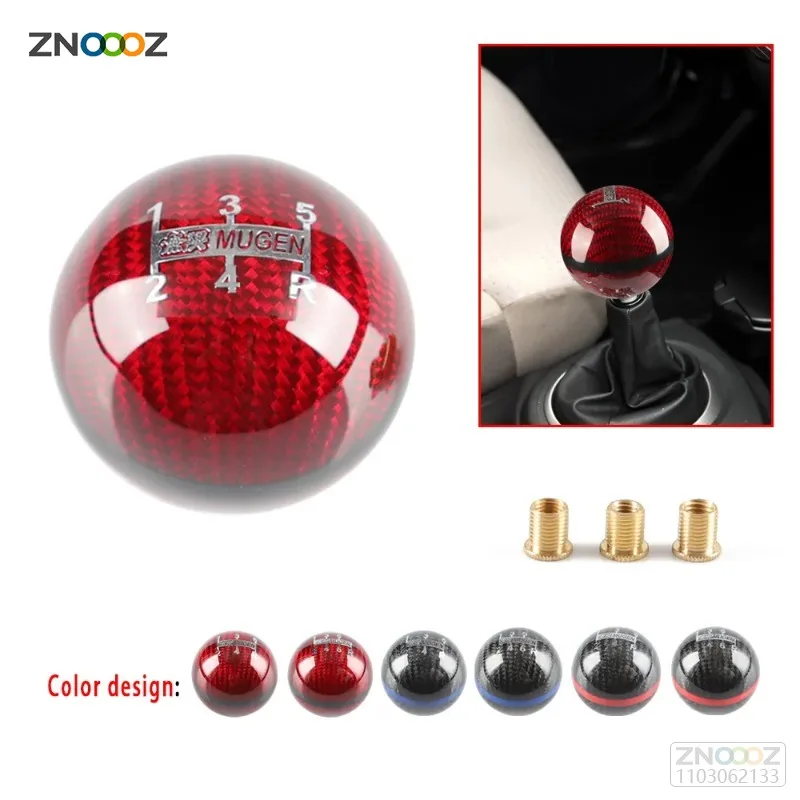 JDM style black/red line 5/6 Speed M12X1.5/M10X1.5/M10X1.25 Mugen Carbon Fiber Gear Shift Knob For Honda Acura/TOYOTA/NISSAN