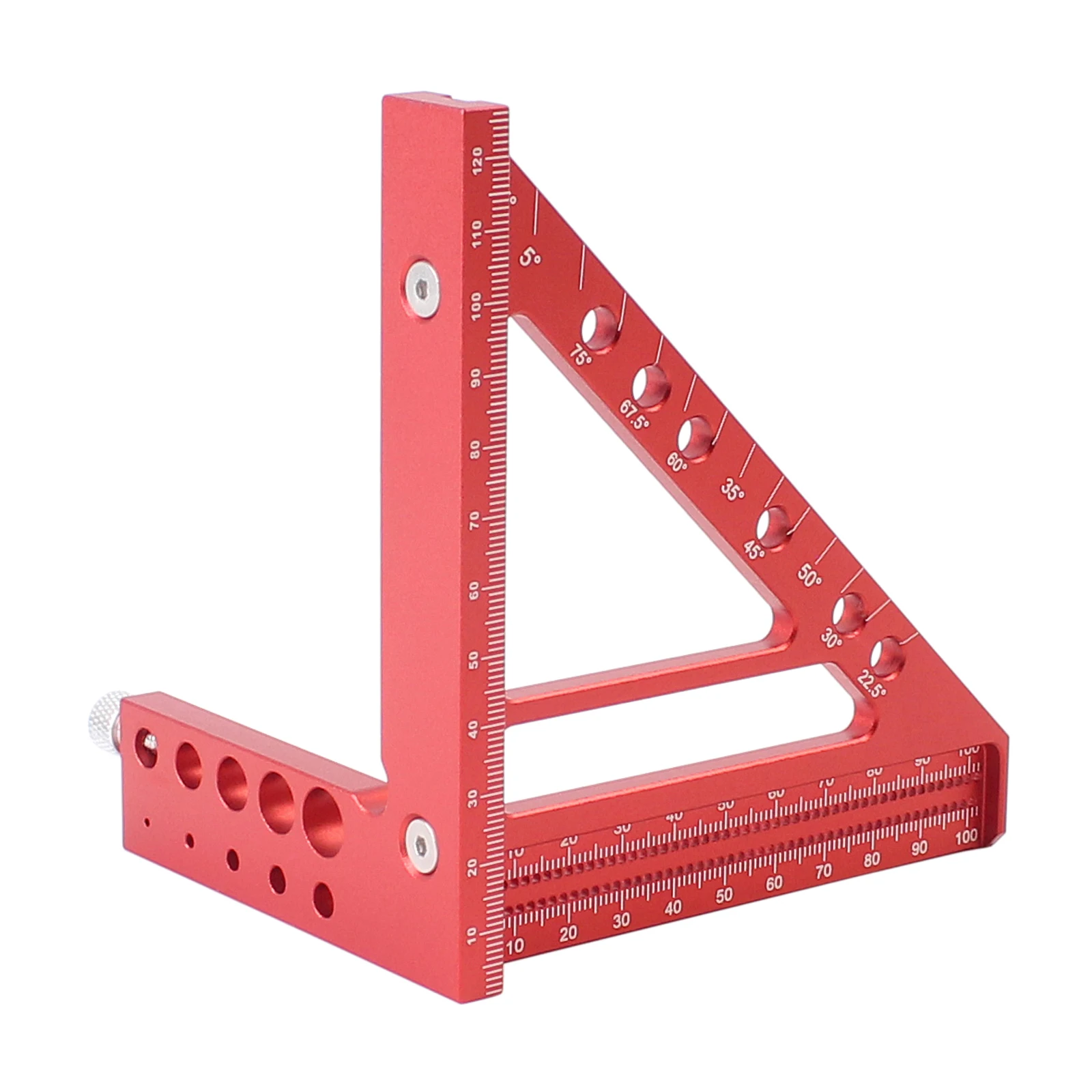 5-calowa linijka trójkątna ze stopu aluminium kątomierz kwadratowy do obróbki drewna, kwadrat do rysowania otworów z kołkami kołkami, rysik wędkarski