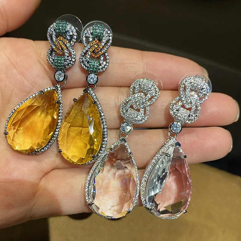 Colorful Transparent Large Water Drop Earrings Translucent Water Drop Earrings Niche Holiday Style Earrings Summer Accessories