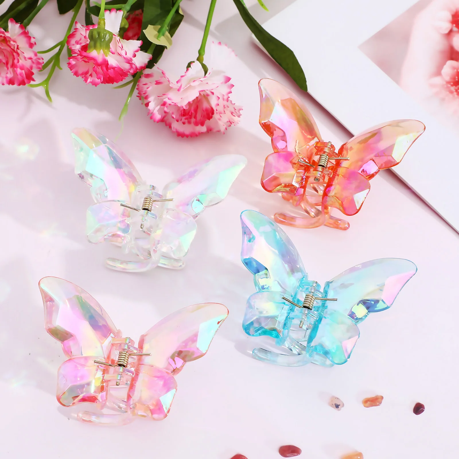 

4Pcs Butterfly Claw Clips Colorful Nonslip Hair Accessories Secure Hold Styling Jaw Clips for Women Girls Thick Hair