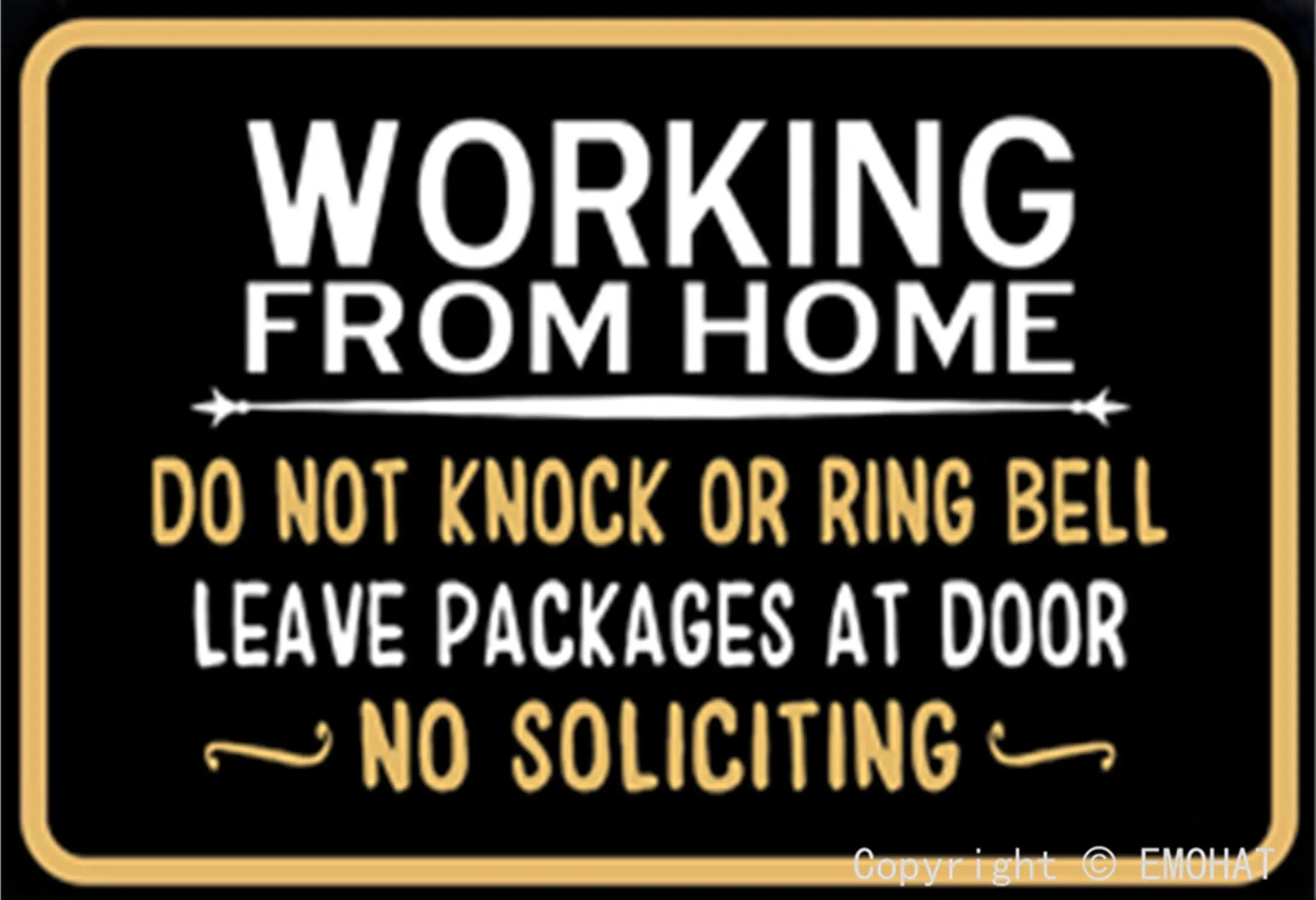 1pc EMOHAT Working From Home Do Not Knock Or Ring Bell Leave Packages At Door No Soliciting Metal Tin Sign Home Decor Accessorie