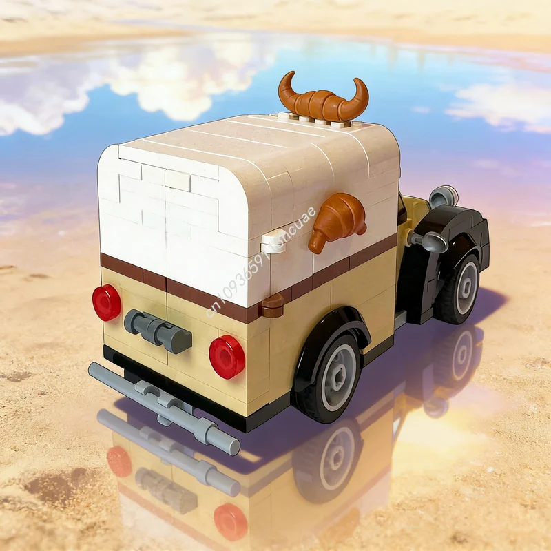 

244 детали MOC: Модель пекарни-фургона (городской транспорт), конструктор, развивающая игрушка для сборки своими руками, идея для рождественского подарка