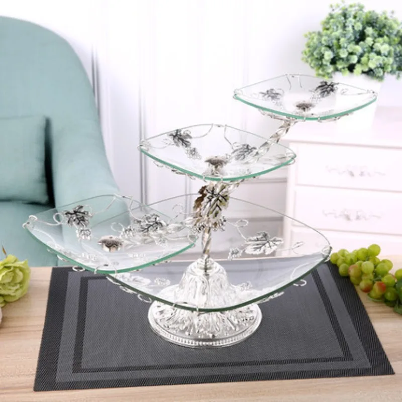 

plate luxury double-layer basket three-layer fruit basin